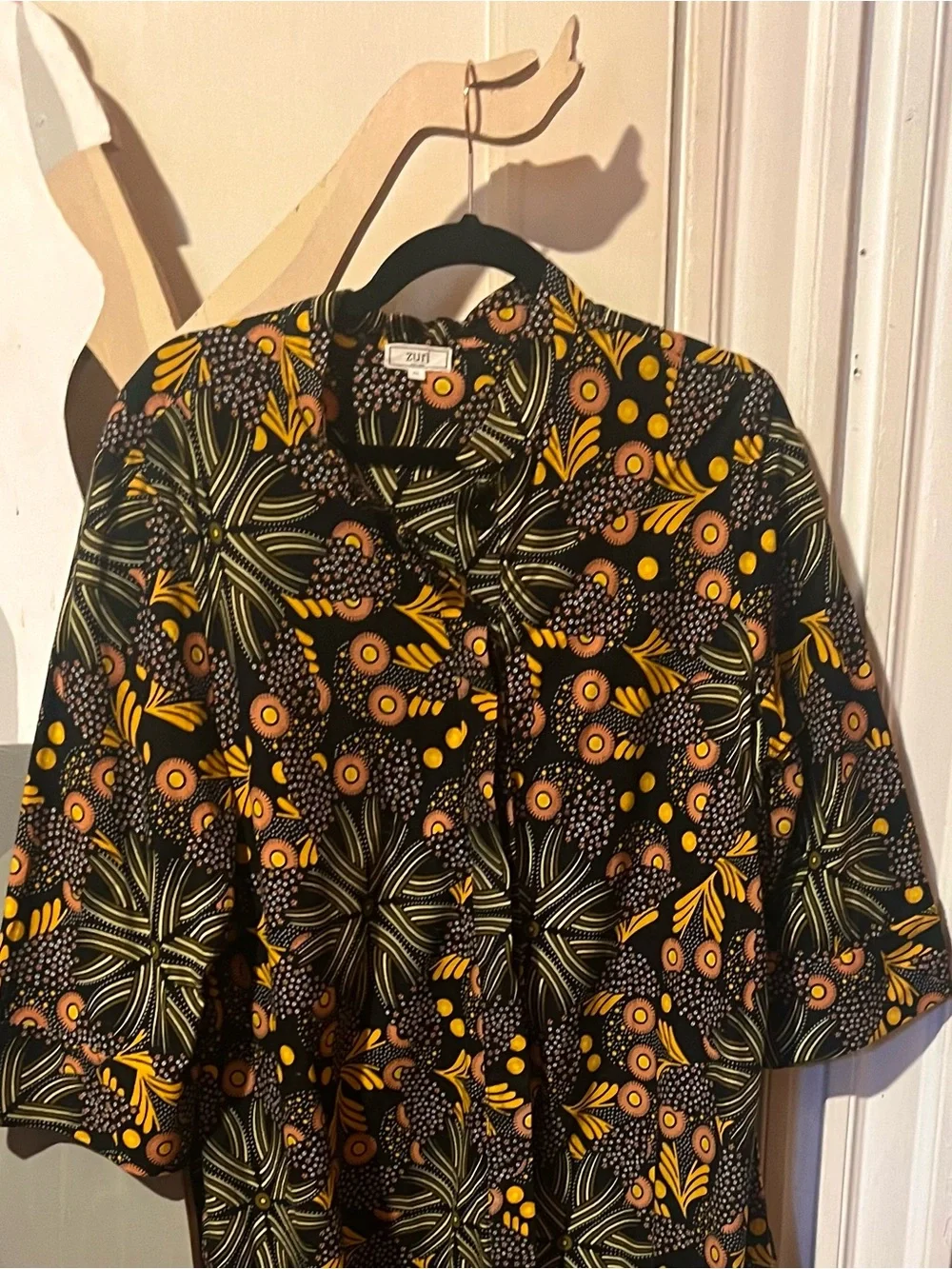 Zuri dress with Yellow & Olive Botanical Print - Picture 2 of 6